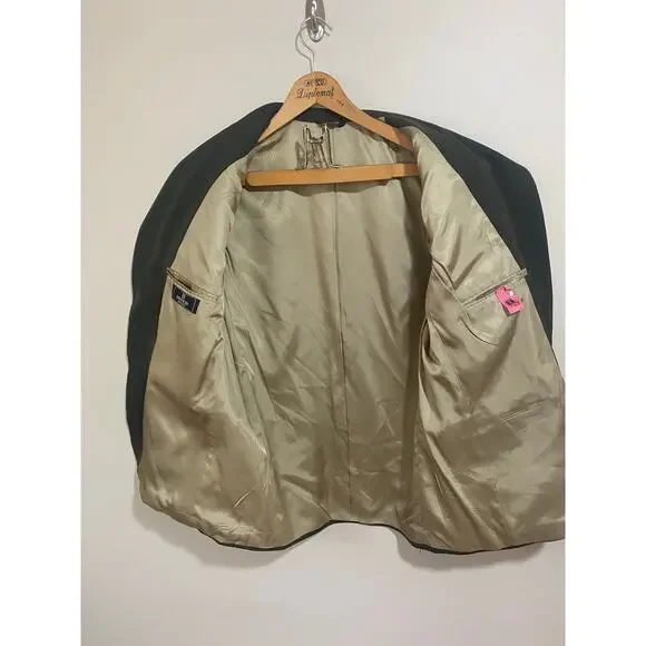 Vtg 90s Givenchy Monsieur Blazer 24x31 Green/ Gold Buttons*